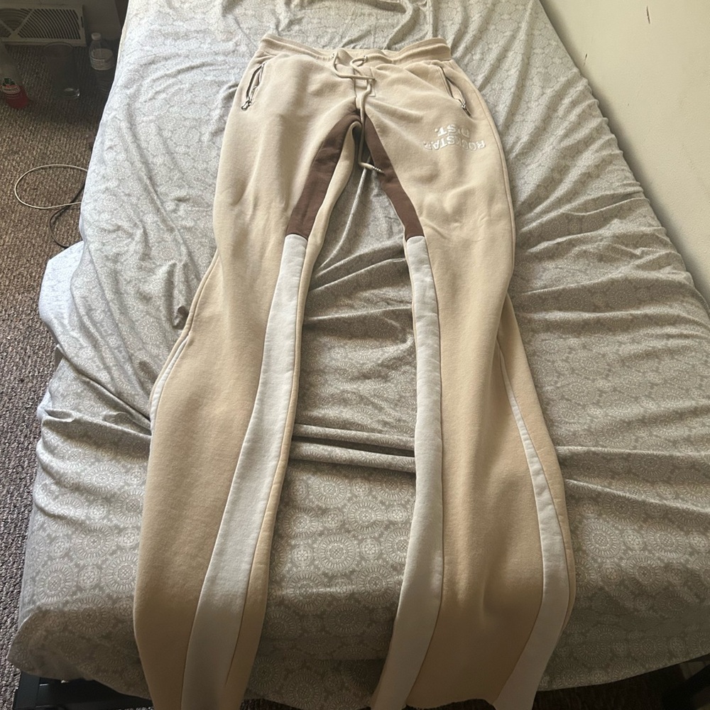 Beige and White Sweatpants